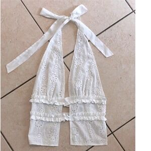 Sexy Eyelet Lace Halter Top Women S White Summer Excellent Boho Ruffle Tie Back